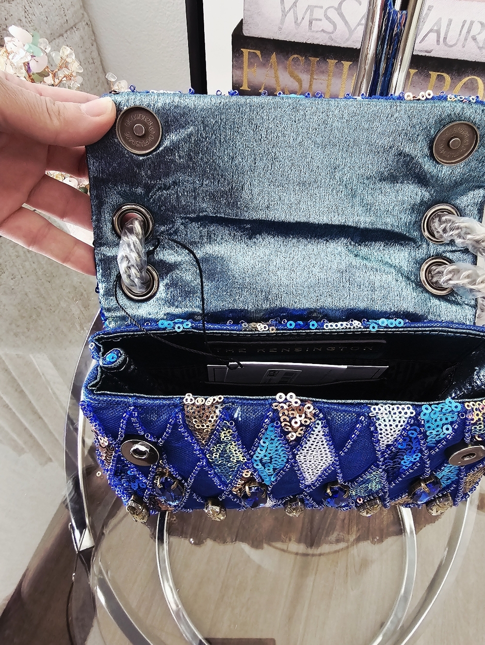 Kurt Geiger Kesington Medium Blue Sequin - Picture 9 of 10